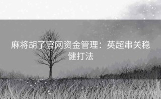 麻将胡了官网资金管理：英超串关稳健打法